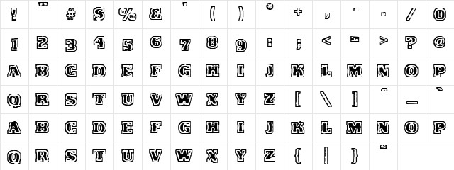 VTC FunkinFrat Regular  glyph index
