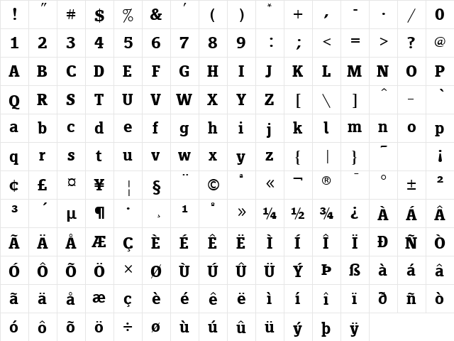 Siseriff LT Std Semibold Regular  glyph index