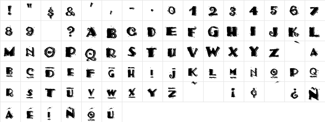 Taco Modern  glyph index