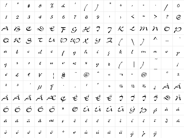 Soledad Regular  glyph index
