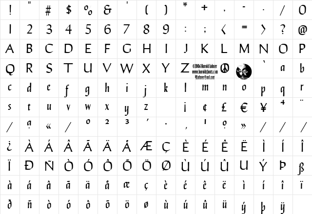 Lapis Lazuli Regular  glyph index