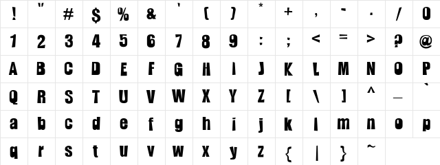 Slamming Regular  glyph index