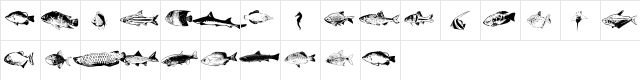 FishyPrint Two AOE Regular  glyph index