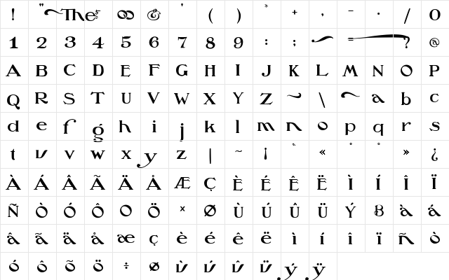 Oz'sWizard Scarecrow  glyph index