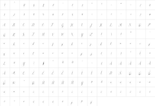 lieselotte Regular  glyph index