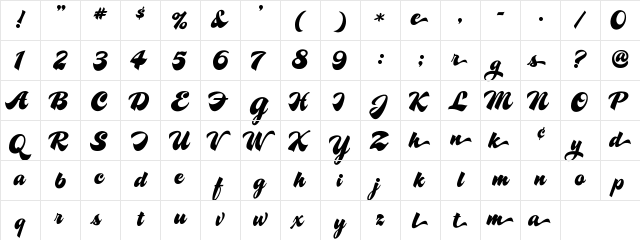 A&S Motherlode Bold  glyph index