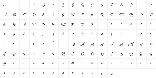 Pictorial Signature Regular  glyph index