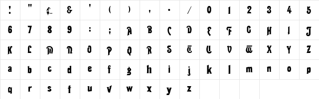 THALIA Regular  glyph index