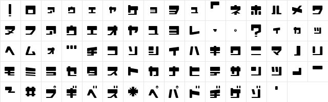 MacrossJ Regular  glyph index