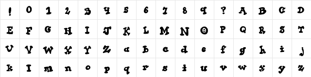 Thick Chocolat Regular  glyph index