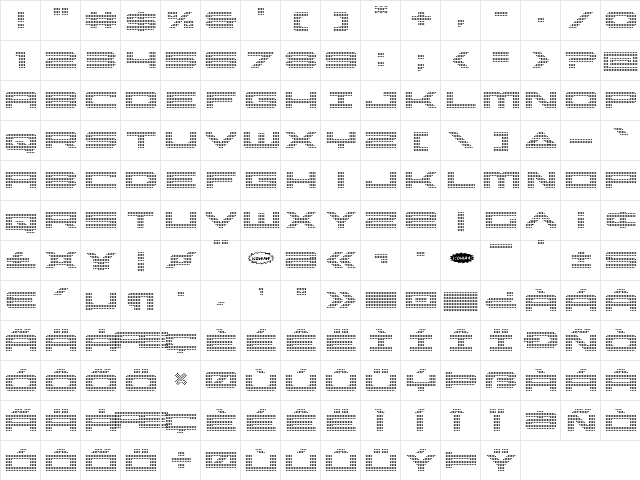 Pocket Ball Regular  glyph index