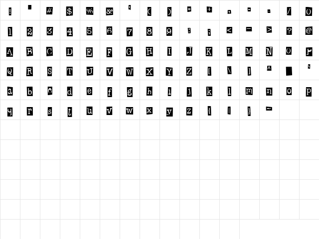 CK Black Out Regular  glyph index