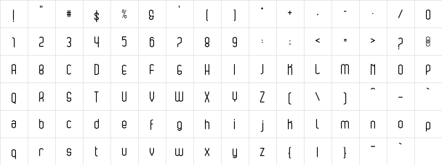 bluesquare Regular  glyph index