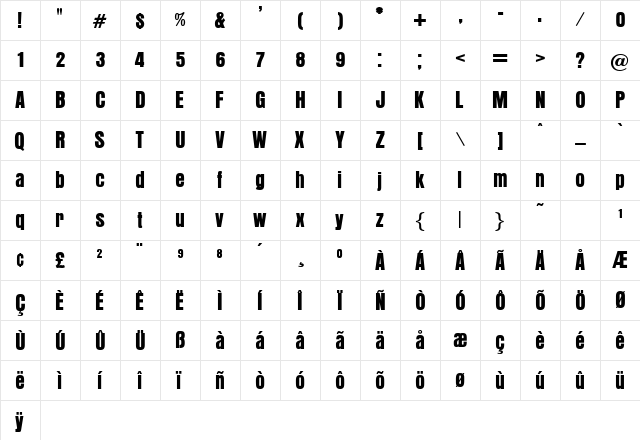 Auralle Regular  glyph index