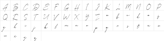 Angelic Bonques Free Script Regular  glyph index