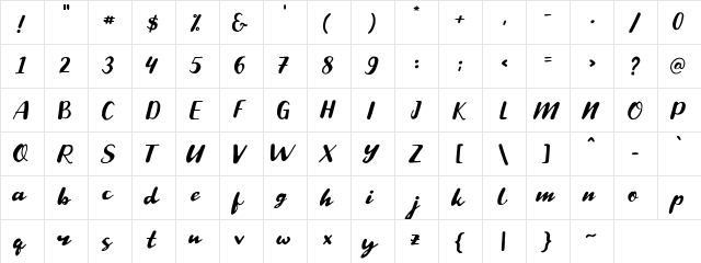 Snowpe Regular  glyph index