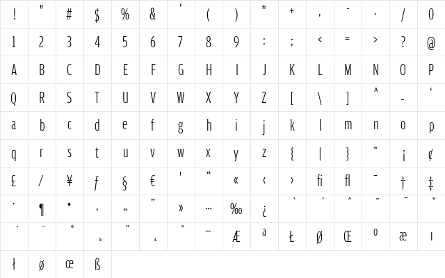 AmplitudeComp-Light Regular  glyph index