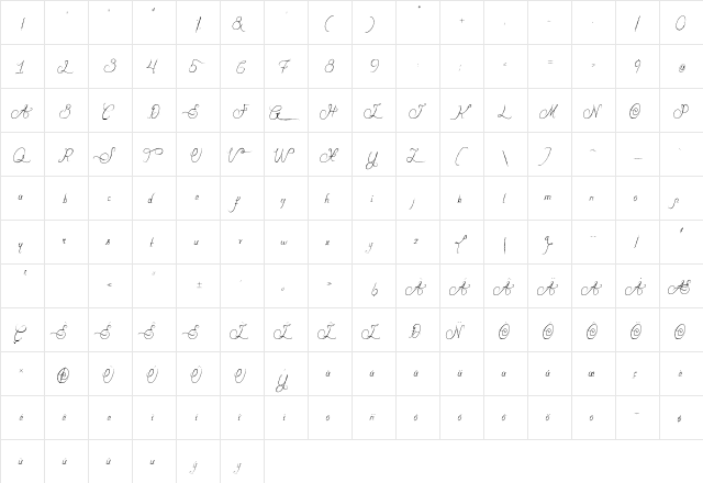 Valentina de Queensland Regular  glyph index