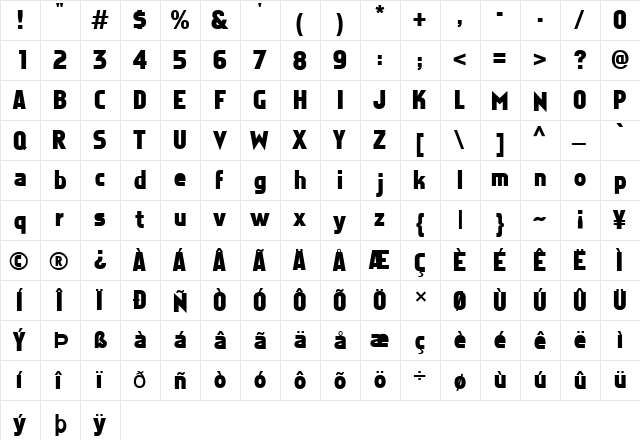 FZ BASIC 5 Normal  glyph index