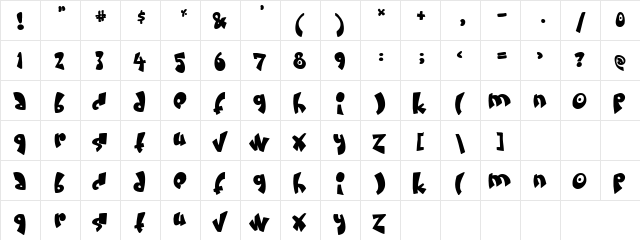 Autoconer Regular  glyph index