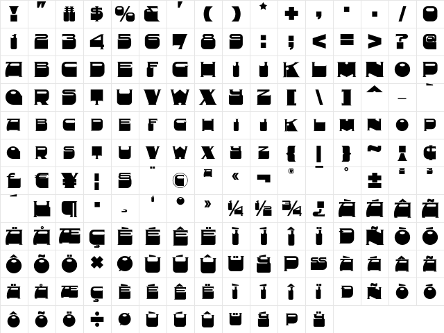 DeukalionNF Regular  glyph index