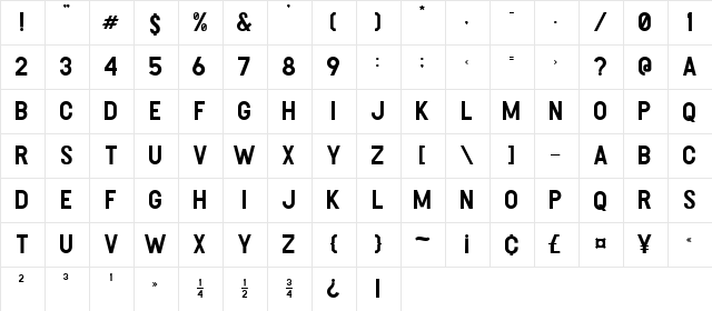 Heller Regular  glyph index