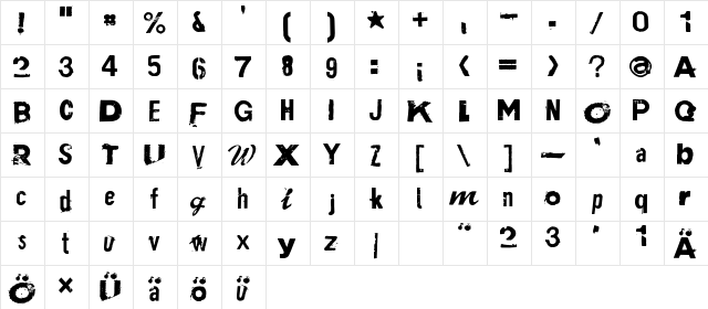 Plakken Regular  glyph index