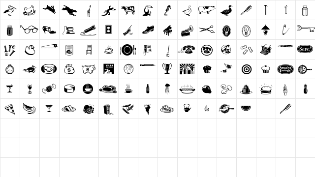 JournalDingbatsTenSSK Regular  glyph index
