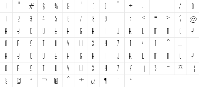 a_Huxley Regular  glyph index