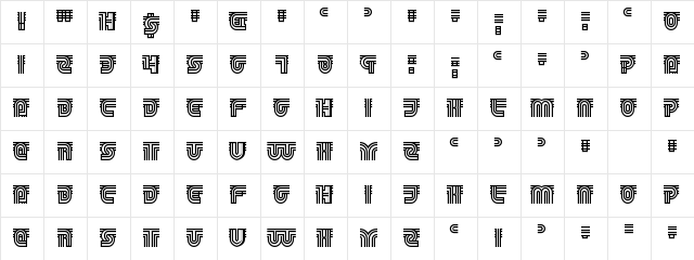 Track and Shield Regular  glyph index