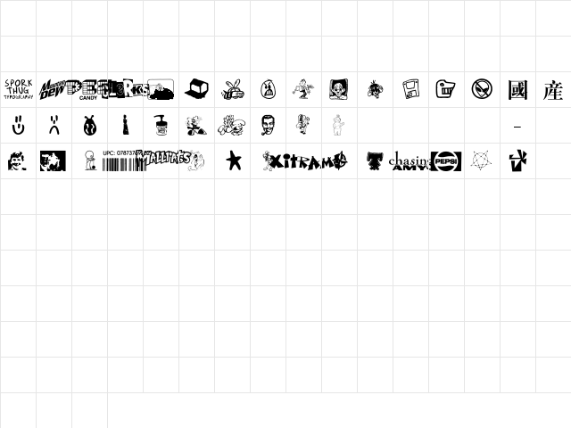 Sporkbats Regular  glyph index