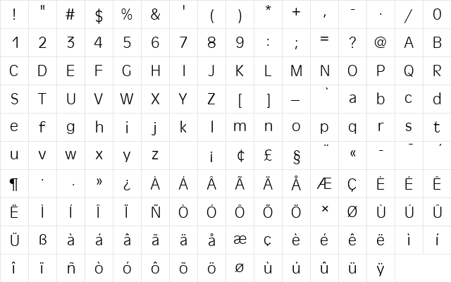 AntiqueOliTLigRo1 Regular  glyph index