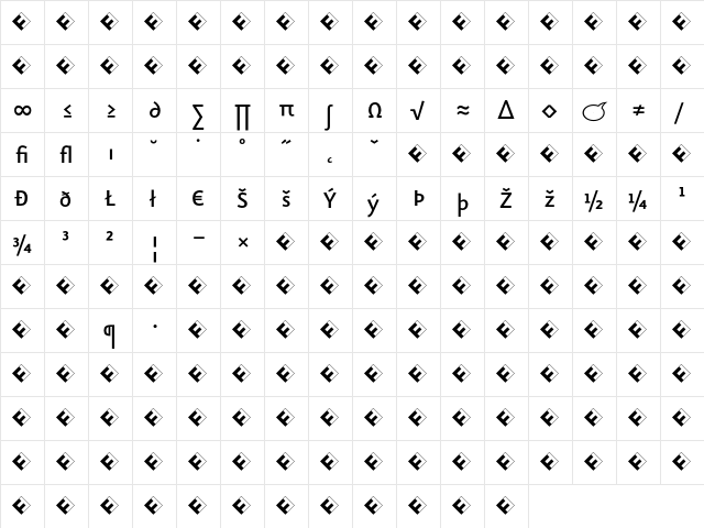Eureka Sans Medium Exp  glyph index
