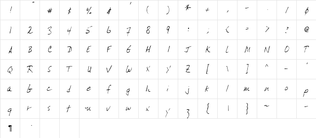 Brown Regular  glyph index