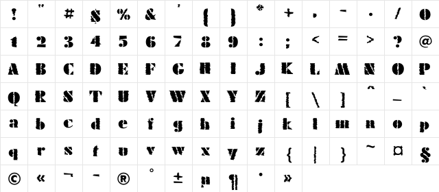 FuturaEugC_Winter60 Regular  glyph index