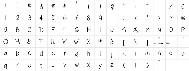 VanessaLovesYou Medium  glyph index