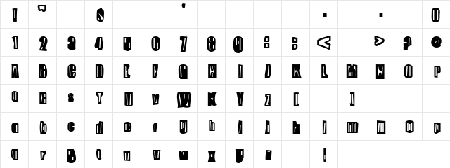 Skippy Greeny Regular  glyph index