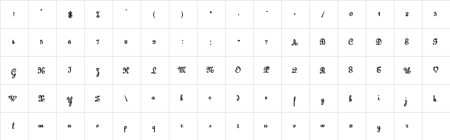 EustonScriptSSK Bold  glyph index