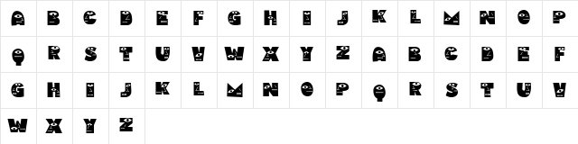 Bahanalia Book Regular  glyph index