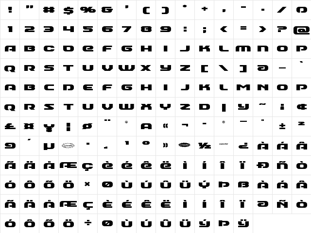 Annapolis Expanded Expanded  glyph index