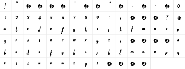 Shoelace Regular  glyph index