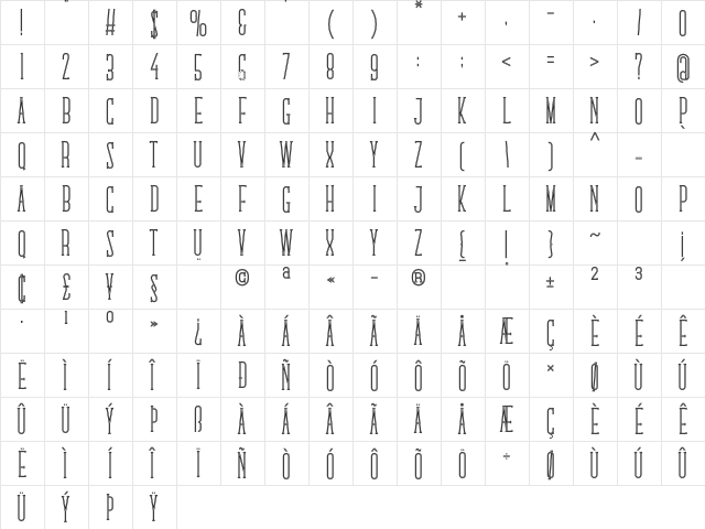 Chokie Crossline Style Regular  glyph index
