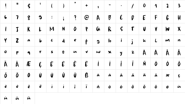 Shoganai DEMO Regular  glyph index