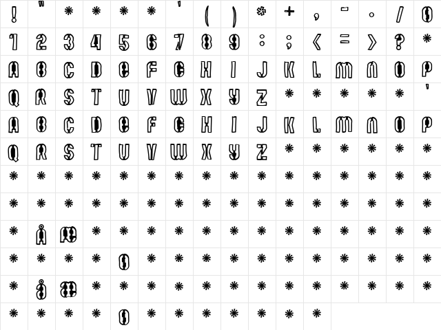 Mute Fruit Black Krash Regular  glyph index