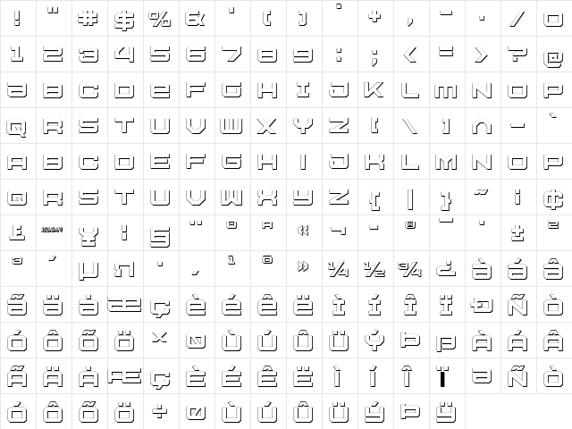 U.S.S. Dallas Outline Regular  glyph index