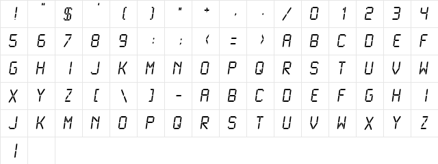 LCDMono2 Normal  glyph index