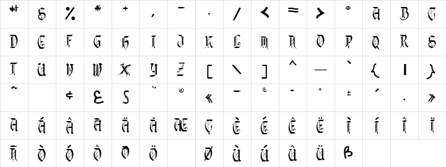Drop Regular  glyph index