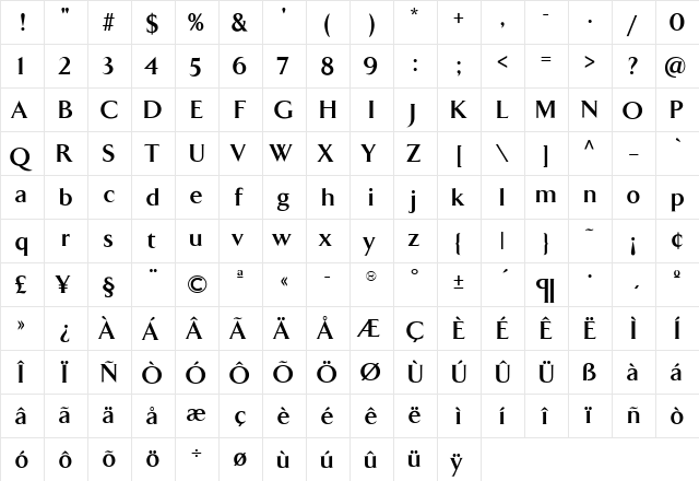 TFArrow Bold  glyph index