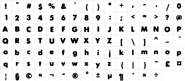 ExposureCThree Regular  glyph index