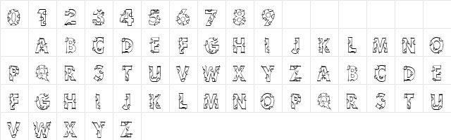 101! Sketchy HorseShoeZ Regular  glyph index